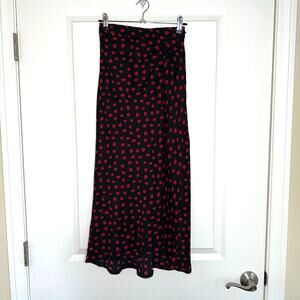 Princess Polly Mabel Red Black Floral Midi Skirt NWT Size 0